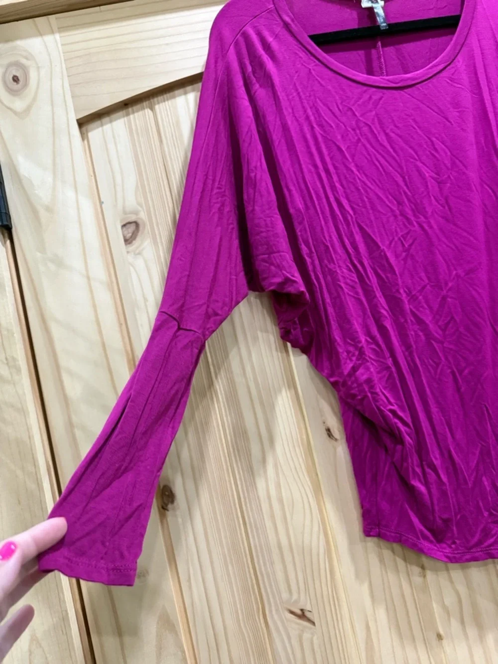 MOA COLLECTION Magenta Rayon Spandex Dolman Batwing Sleeve Top - Picture 2 of 6